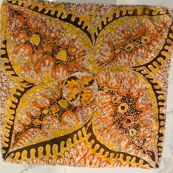 Vintage Accessories - Vintage Psychedelic Silk Orange Scarf